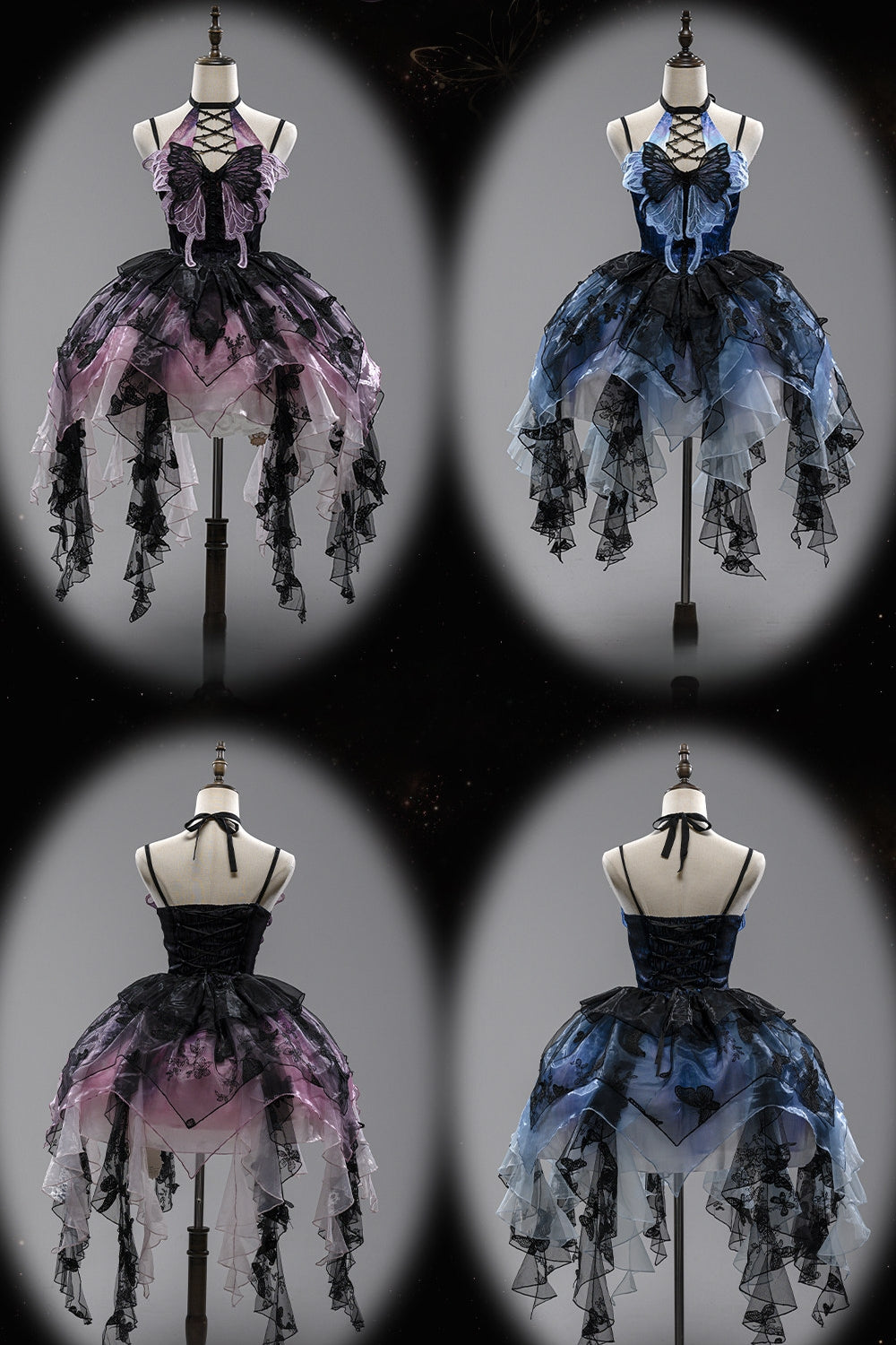 Dead Leaf Butterfly 1.0 Lolita Gothic Blue JSK Dress Set