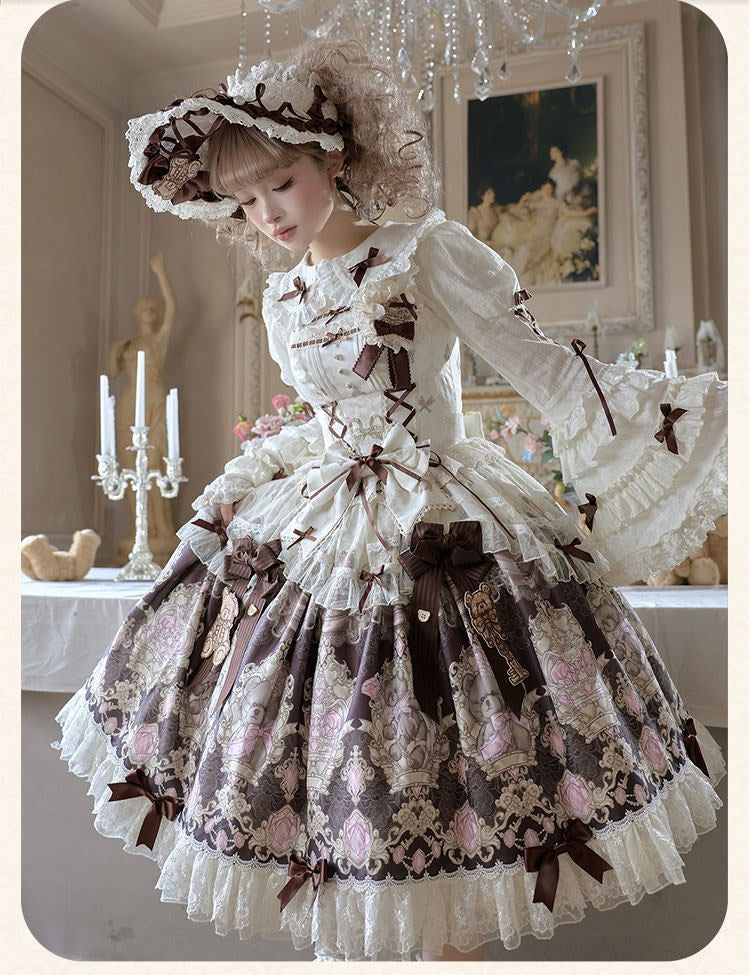 Sweet Ode Bear Lolita Printed Pink JSK