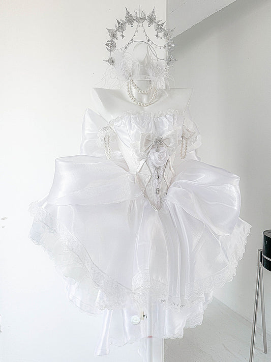 Lolita Elegant Silver White Dress LC1012