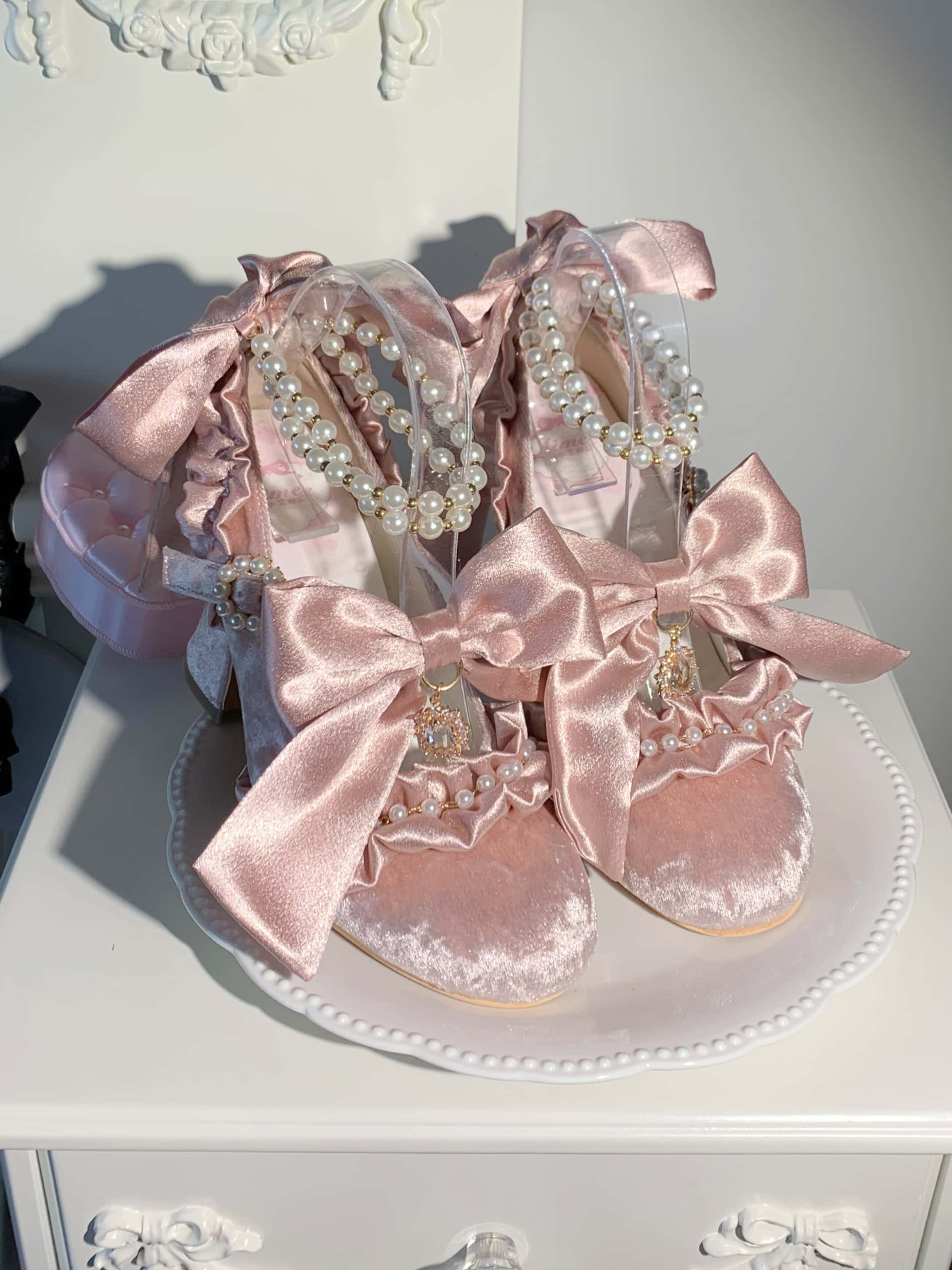 Ribbon Hymn 1.0 Lolita Vintage Heavy Craft Bridal Heels