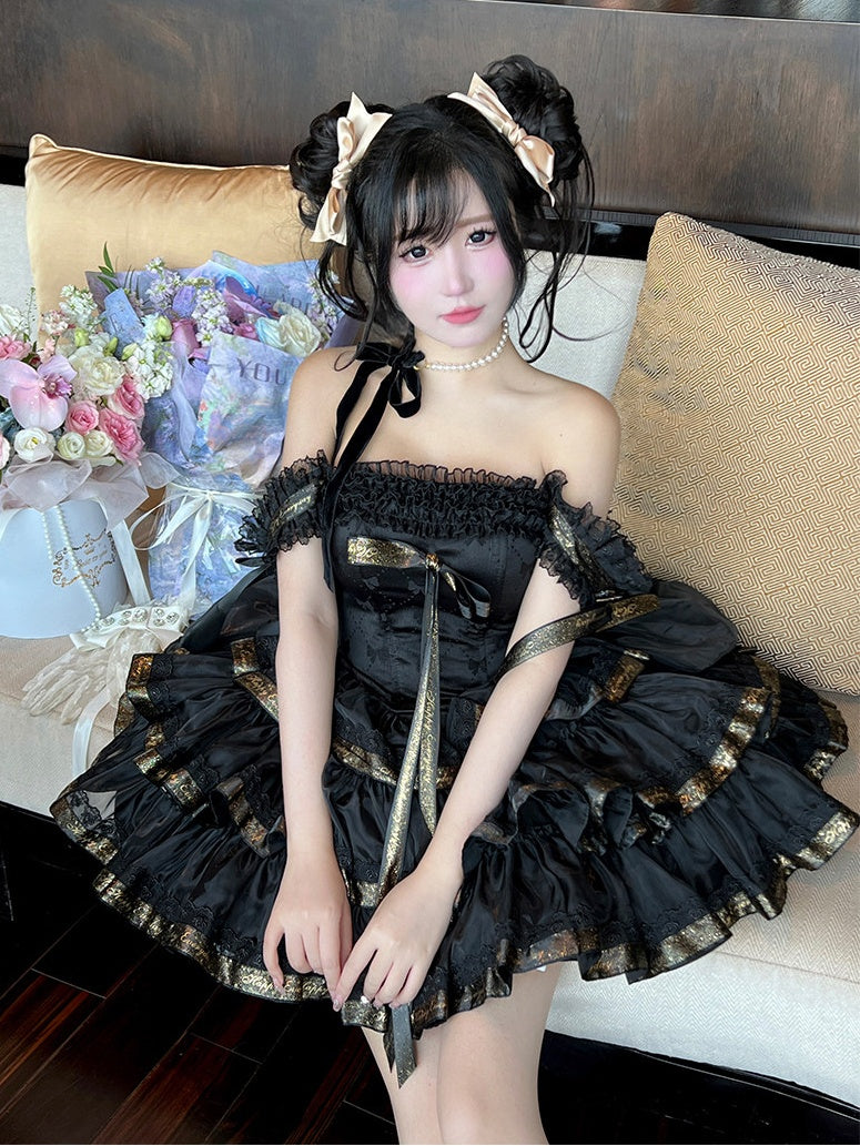 Princess Ribbon Formal Pink & Black Dress