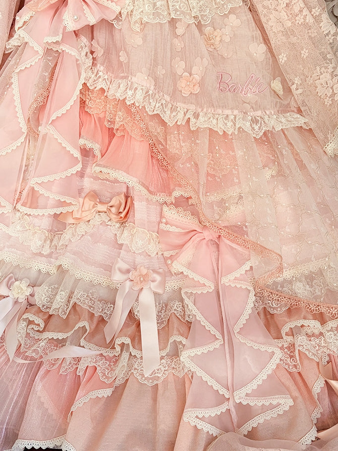 Cream Peach Princess x Barbie Collab Original Lolita Bridal OP Dress