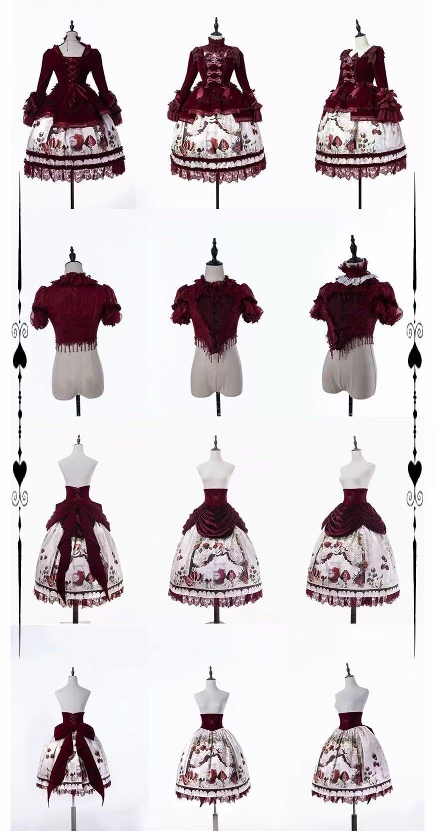 Hunting Strawberry Velvet Gothic Sweet Lolita Dress SK & Jacket Set