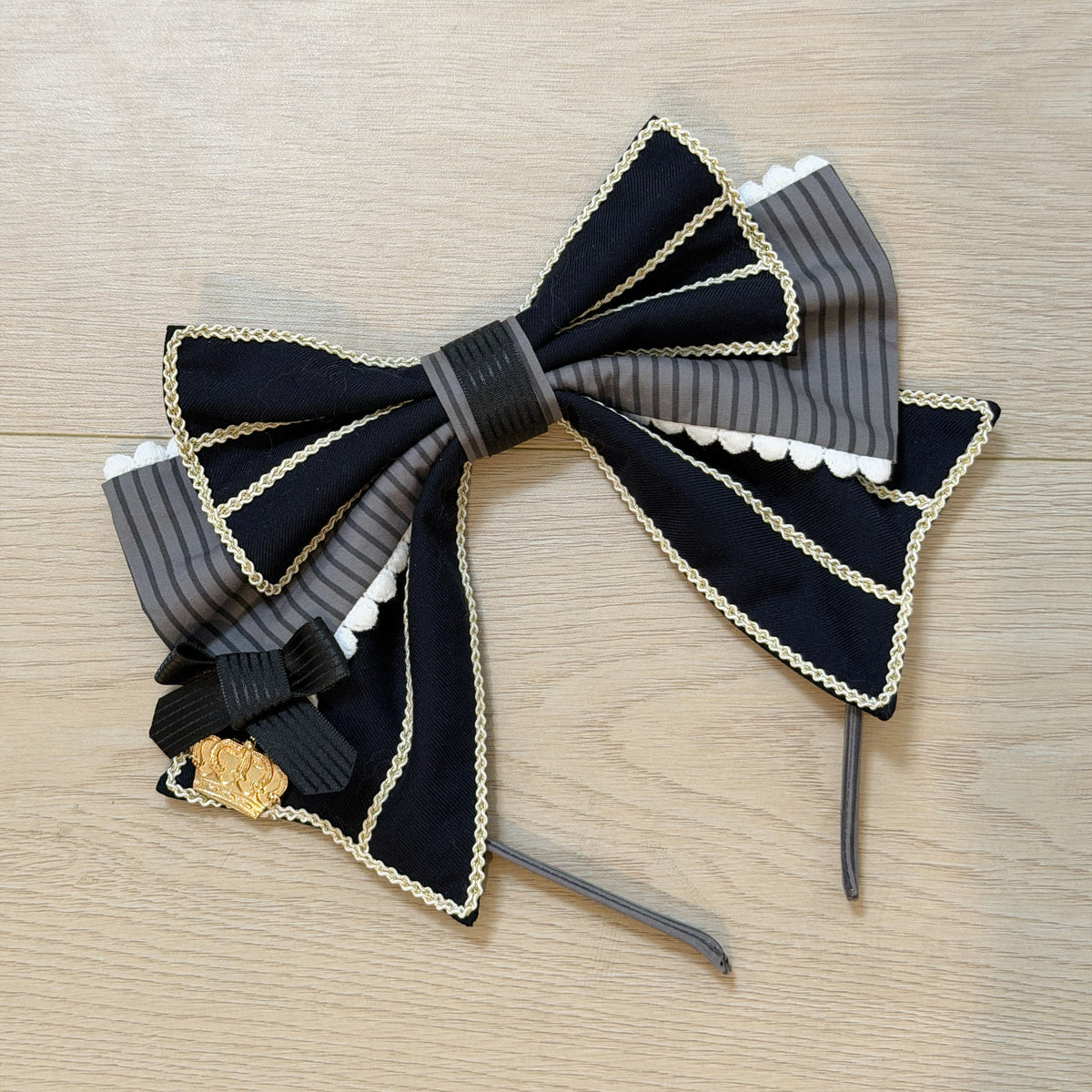 Black Striped Crown Idol Academy Lolita Fake Two-Piece OP Dress