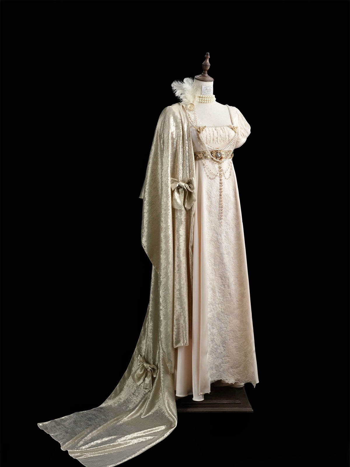 Austen Angel Wings Lolita Embossed Lace Satin Empire Dress
