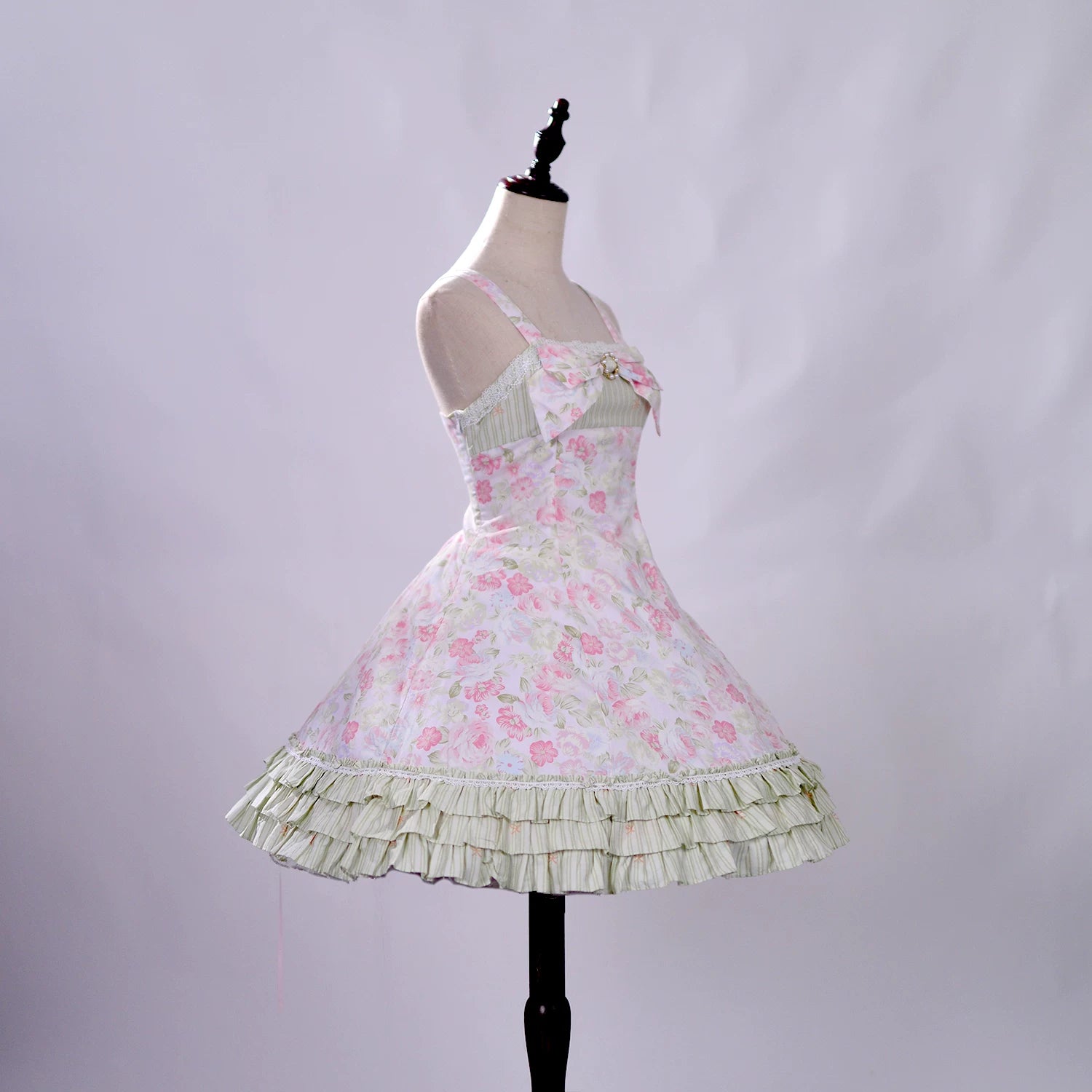 Rose Spring Romance Pink Green Floral Classic Lolita JSK Dress