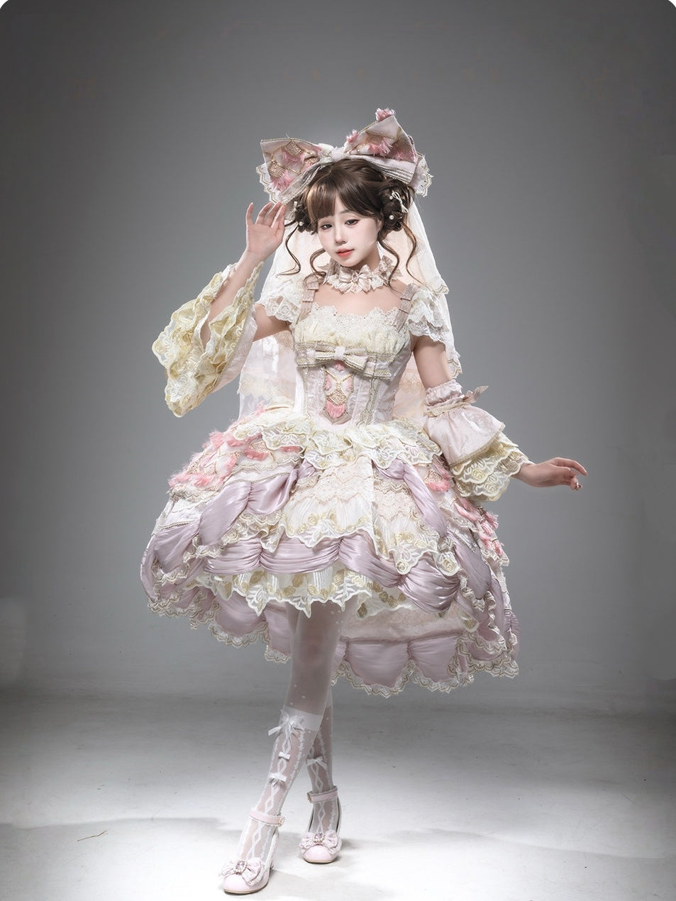Peacock Feather SP Bridal Lolita Pink JSK Dress