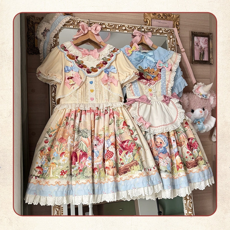 Pulling Carrots Print Lolita JSK Dress