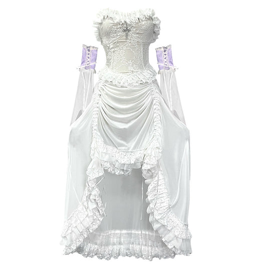 Lolita Gothic white Lace drawstring dress LG1002
