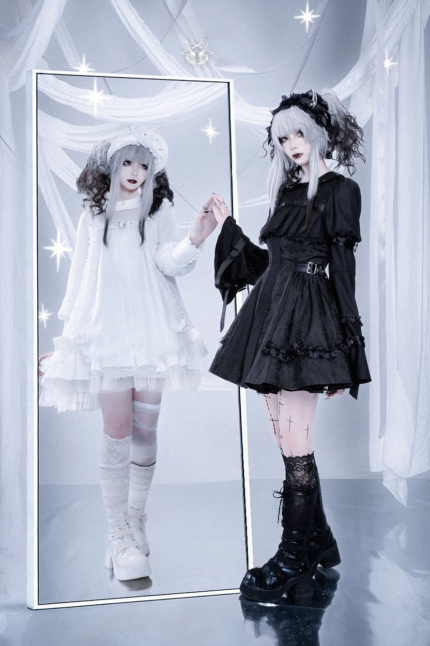 Tin Doll Black & White Gothic Lolita Lace Dress