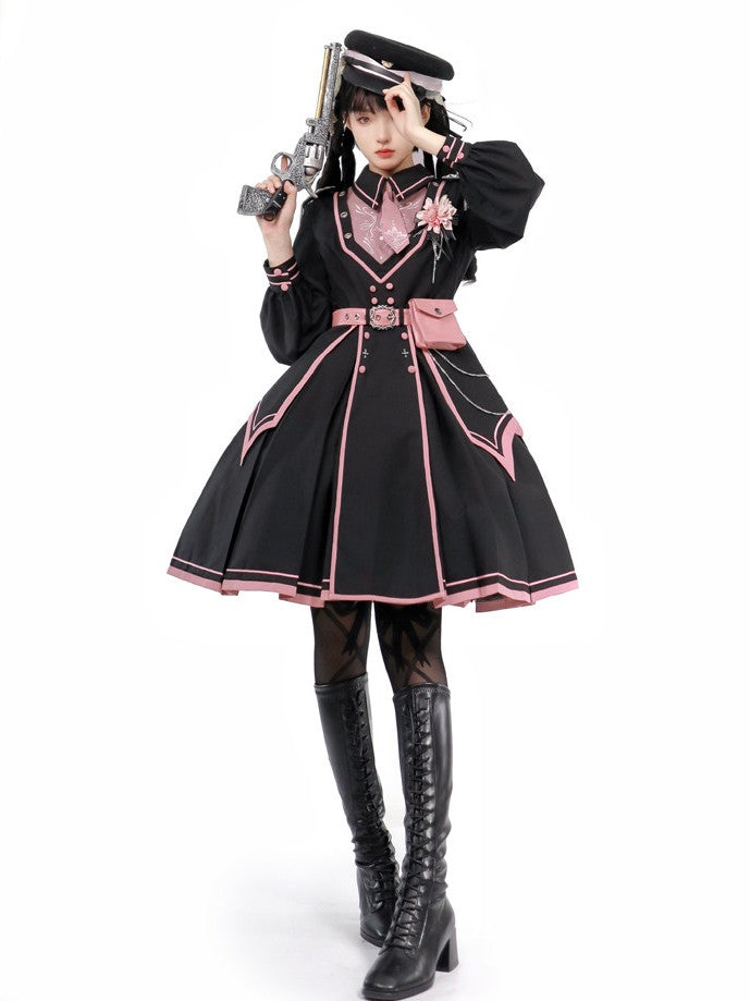 Manteau-cape Lolita militaire rose foncé Sakura Elegance