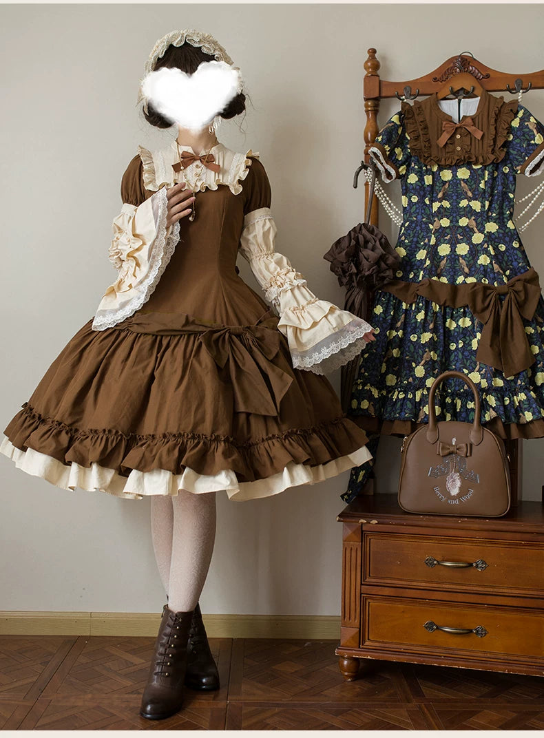 Faded Fairy Tale Picture Book Pastoral Style Lolita OP Dress