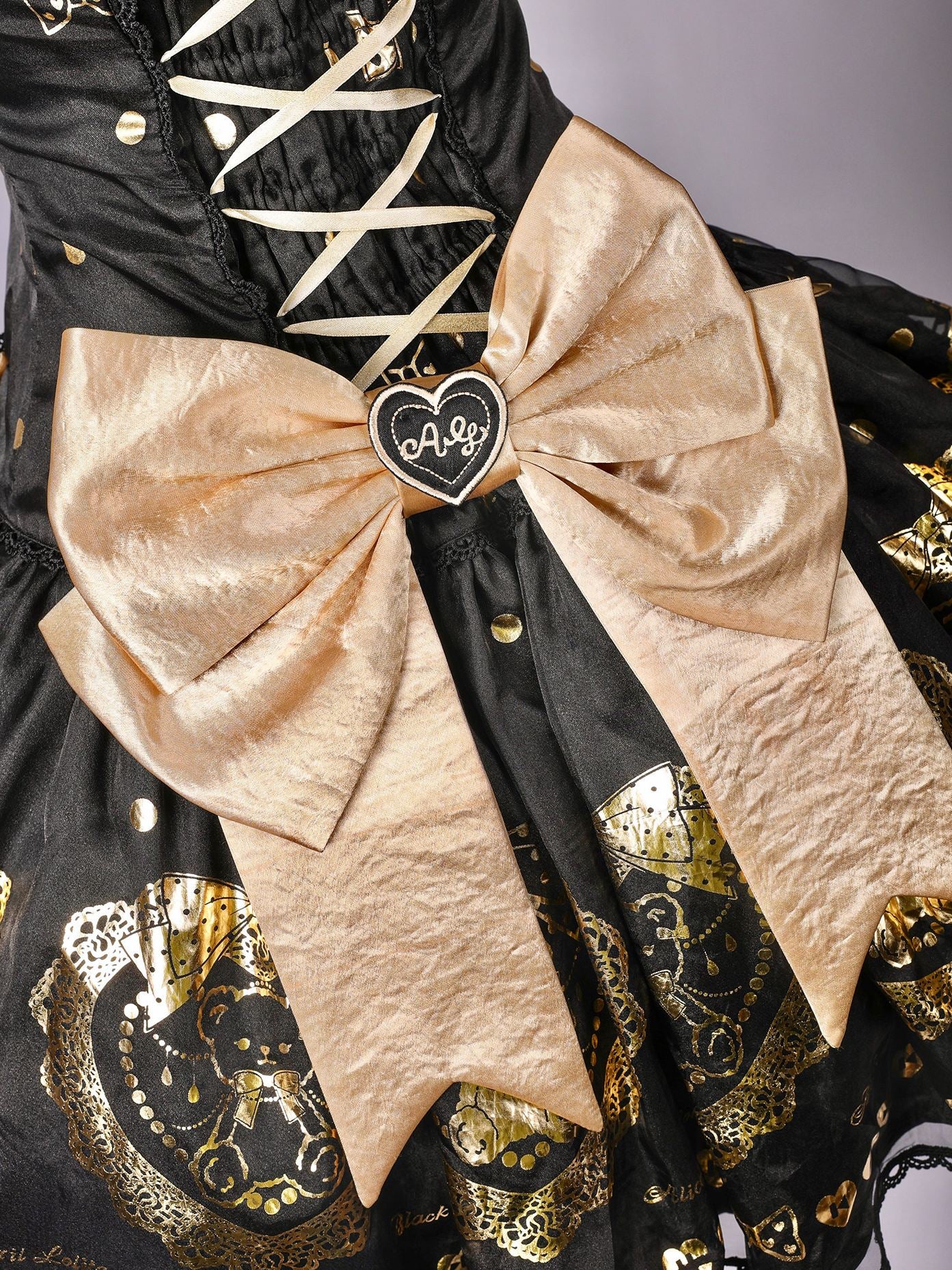 Black Sugar Bear Lolita Black & Gold Dress