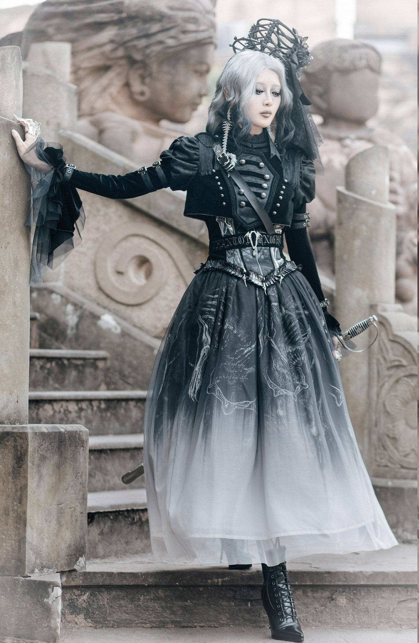 Ghost Knight Gothic Style Dress Set