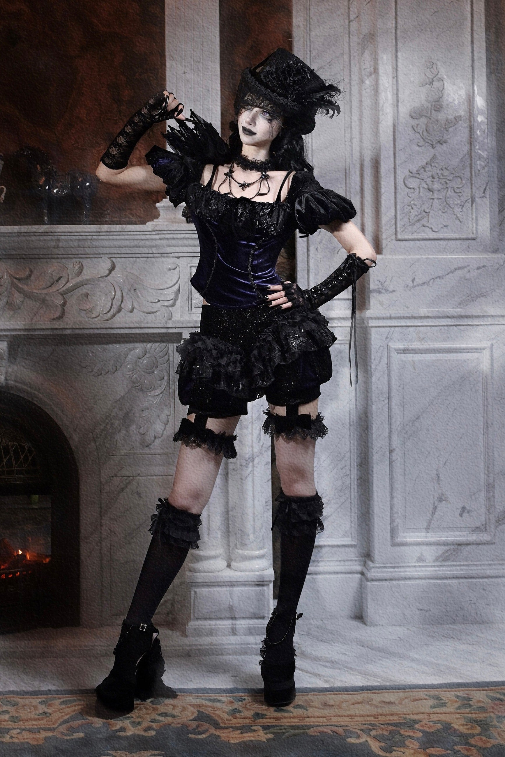 Mourning Day Gothic Top & Shorts Set