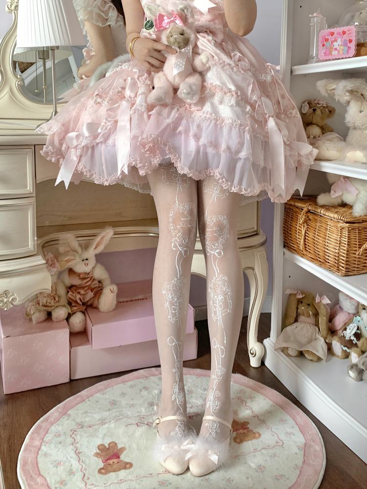 Lolita Rose Print Vintage Lace Elegant Tights LE9004