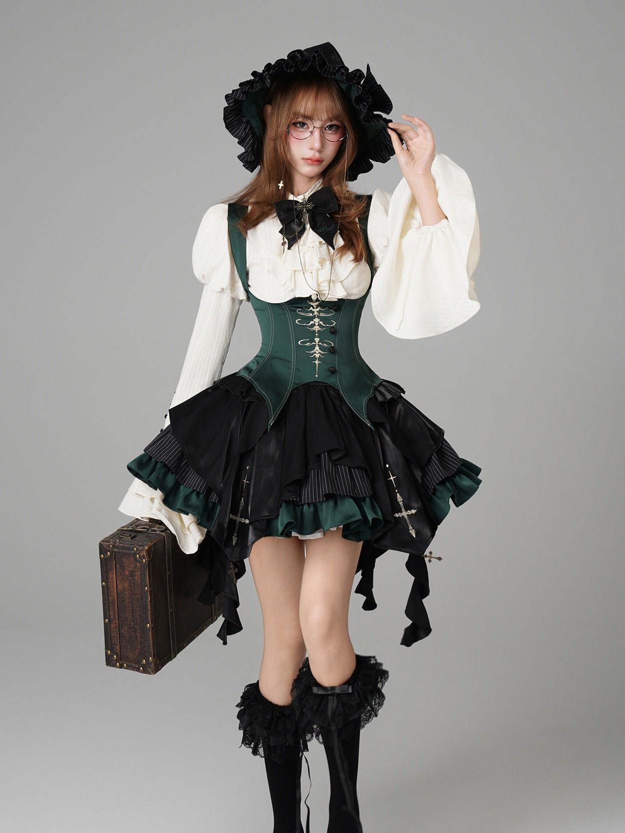 Upside-Down Curse Gothic Lolita Green Dress Set
