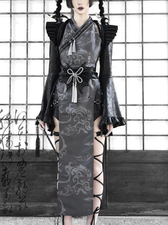 Lolita Gothic Totem Jacquard Suede Dress LG1027