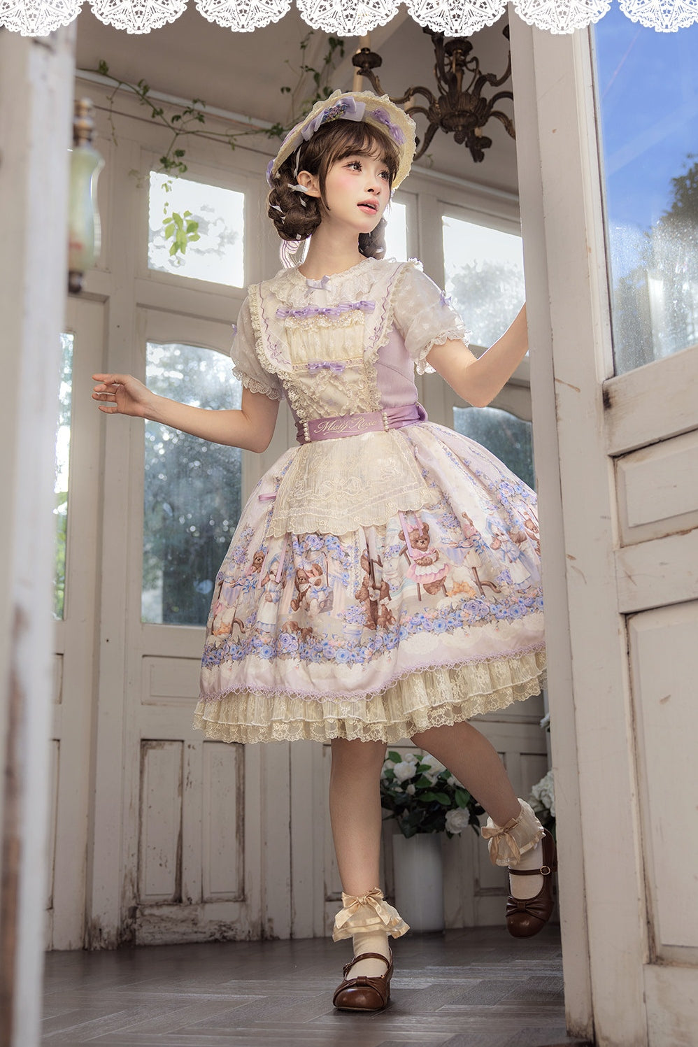 Bear‑Garden Floral Tale Sweet Printed Lolita JSK / OP Dress