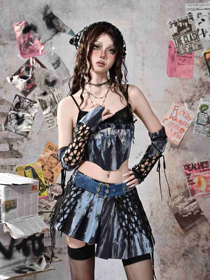 Y2K Punk Rivet  Chain Bustier Set LE1020