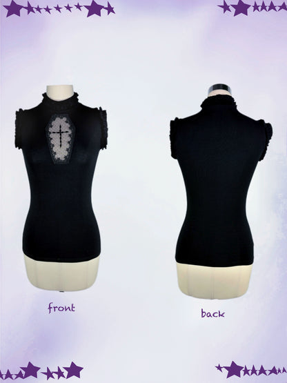 Dark Gothic Cross Top & Tiered Skirt Set LE1034