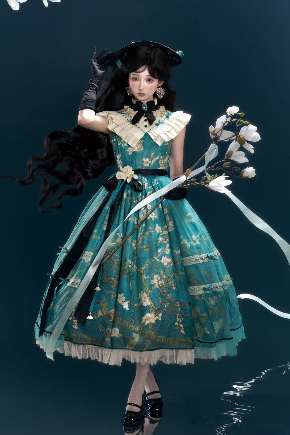 Everblooming Apricot Blossoms Classic Lolita High-Collar JSK