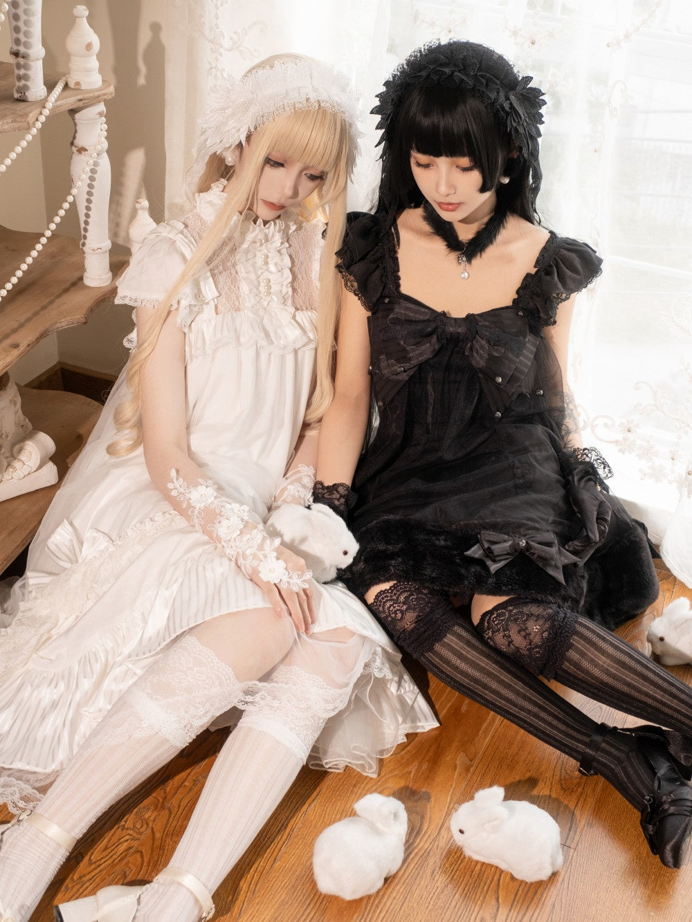 Transparent Puppet Lilisia & Luluna Gothic Lolita Pearl Lace Dress