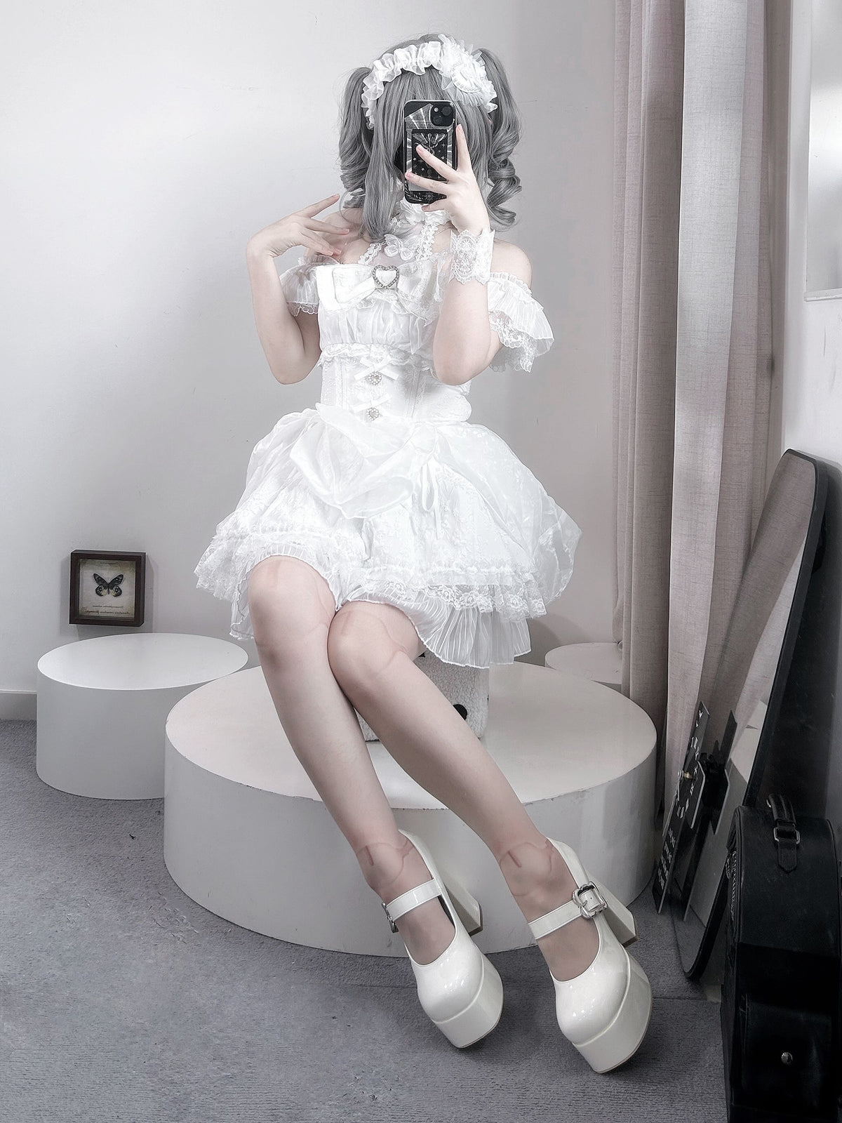 Rose Dream Ruffle Halter J-Style Lolita Midi Dress