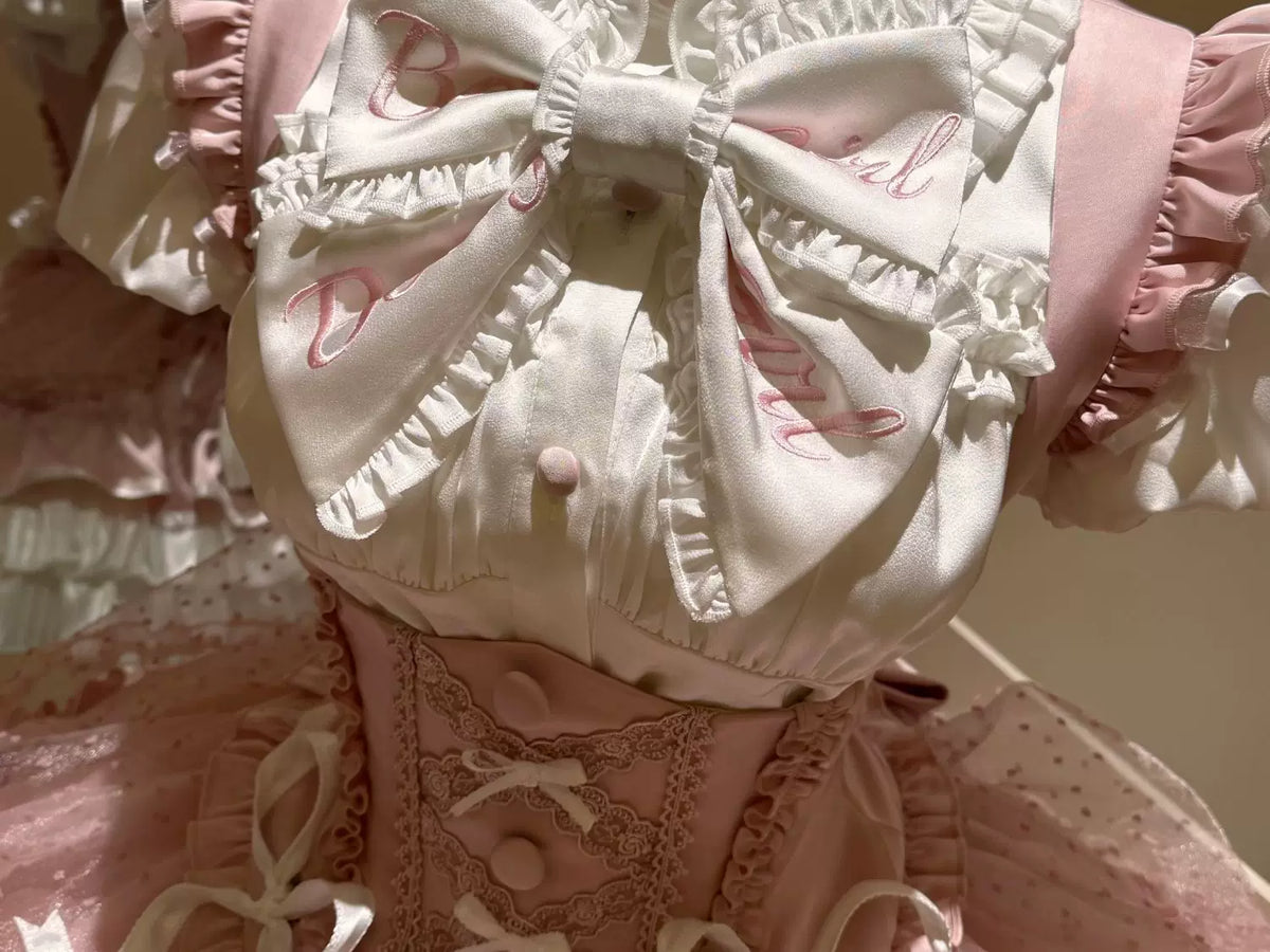 Heartbeat Cheer Pink White Idol Lolita Shirt Bustier Skirt Set
