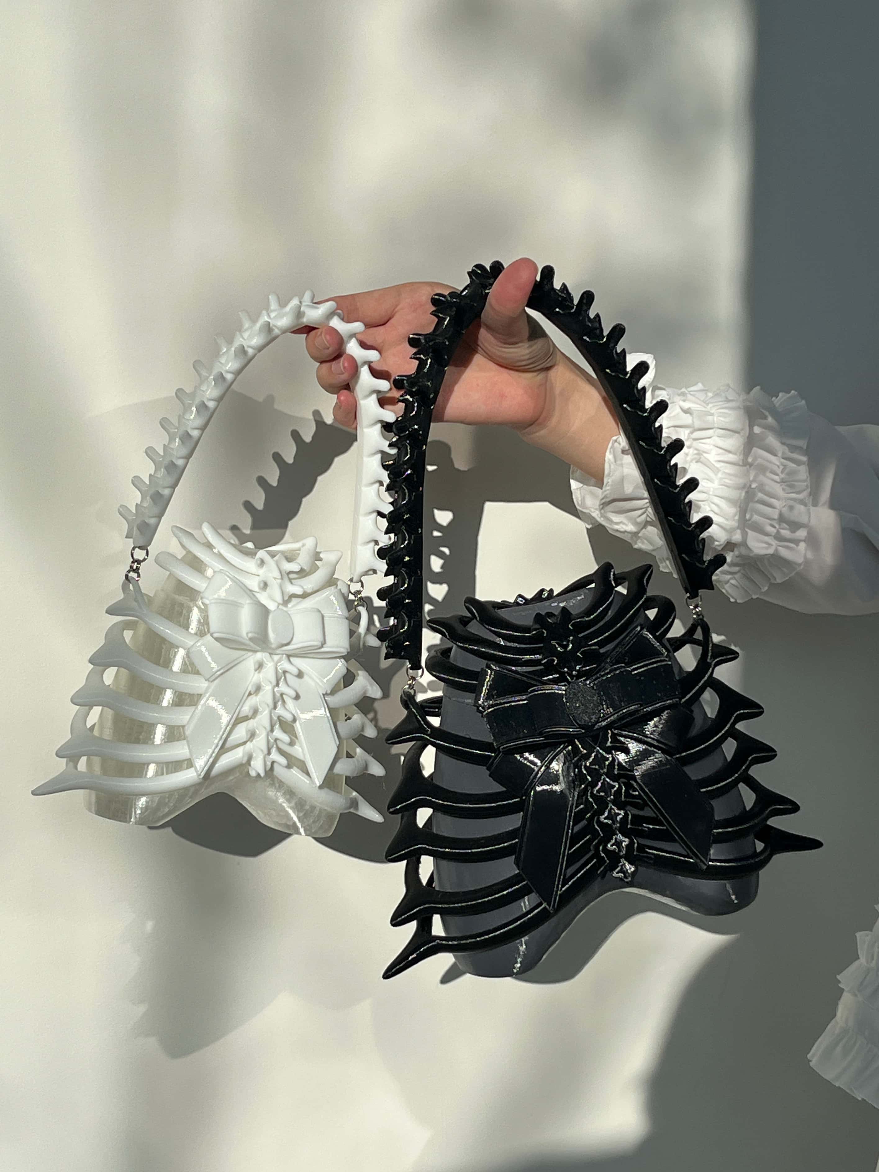 Rib Cage 3D Printed PLA Resin Crossbody Black Bag