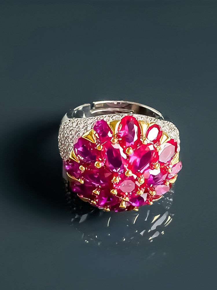 Fallen Petals Lolita Pink Crystal Gem Ring