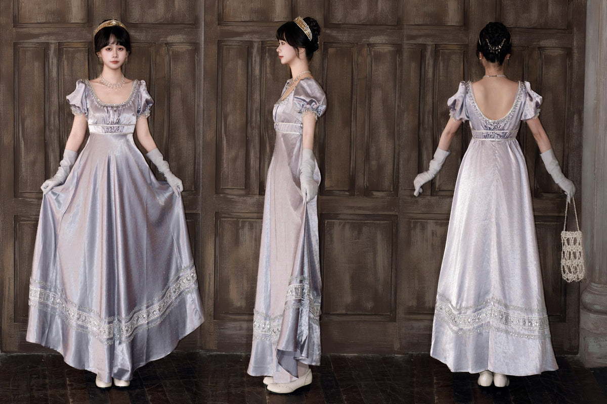 War and Peace Hepburn‑Style Palace Satin Empire Waist Lolita Dress