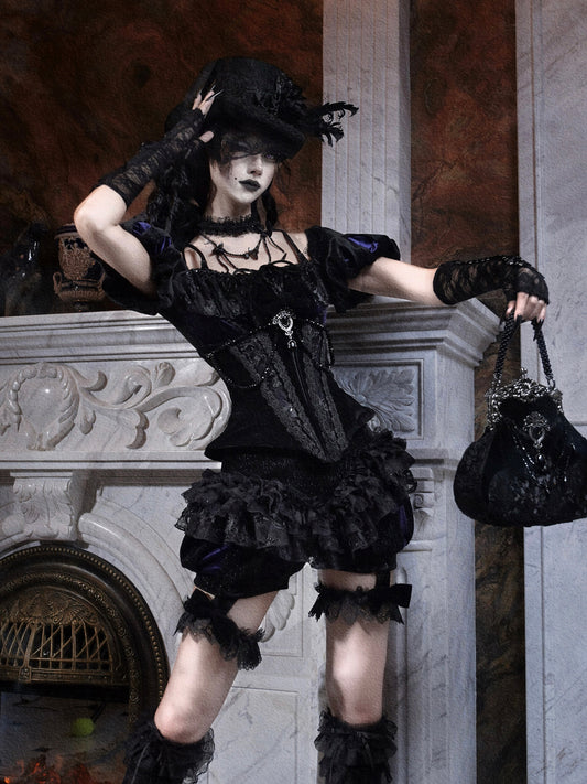 Lolita Dark style Fishbone Velvet Dress LG1009