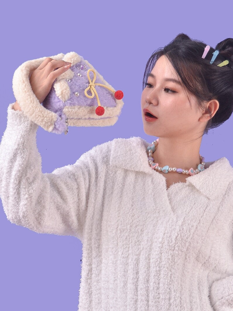 Matcha Cake Kawaii Plush Mini Storage Crossbody Bag