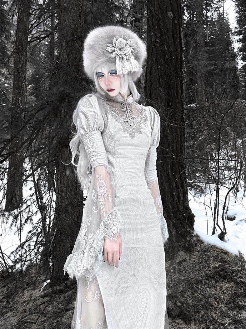 Whispers of the Snow Realm Gothic Dress