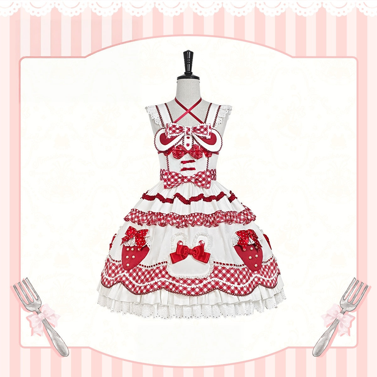 Starry‑Fallen Strawberry Rabbit Original Lolita Cute JSK Dress