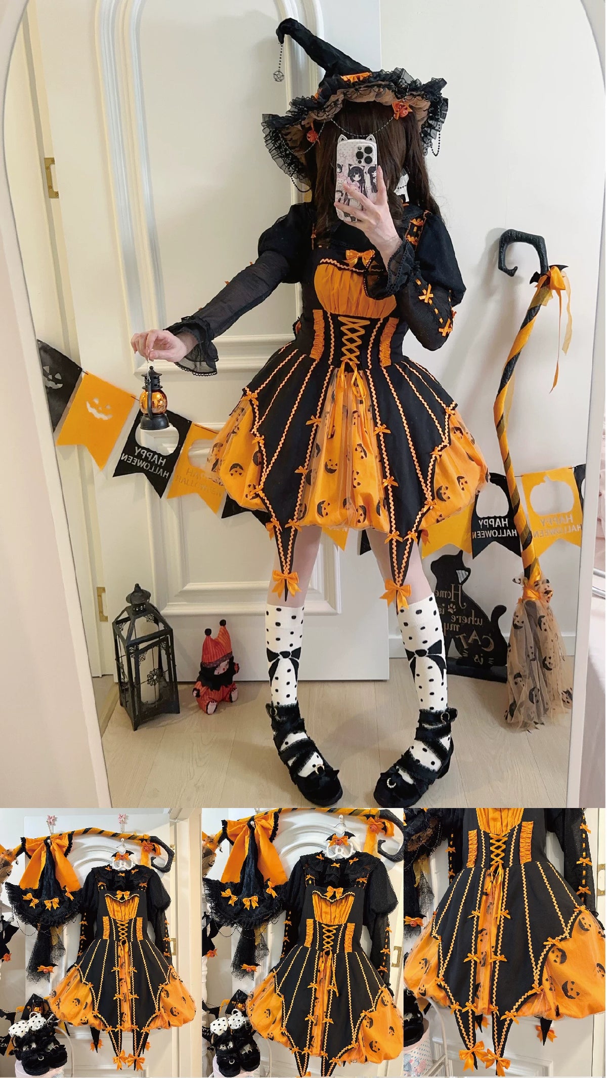 Pumpkin‑Lantern Halloween Witch Dark‑Sweet Lolita JSK Dress