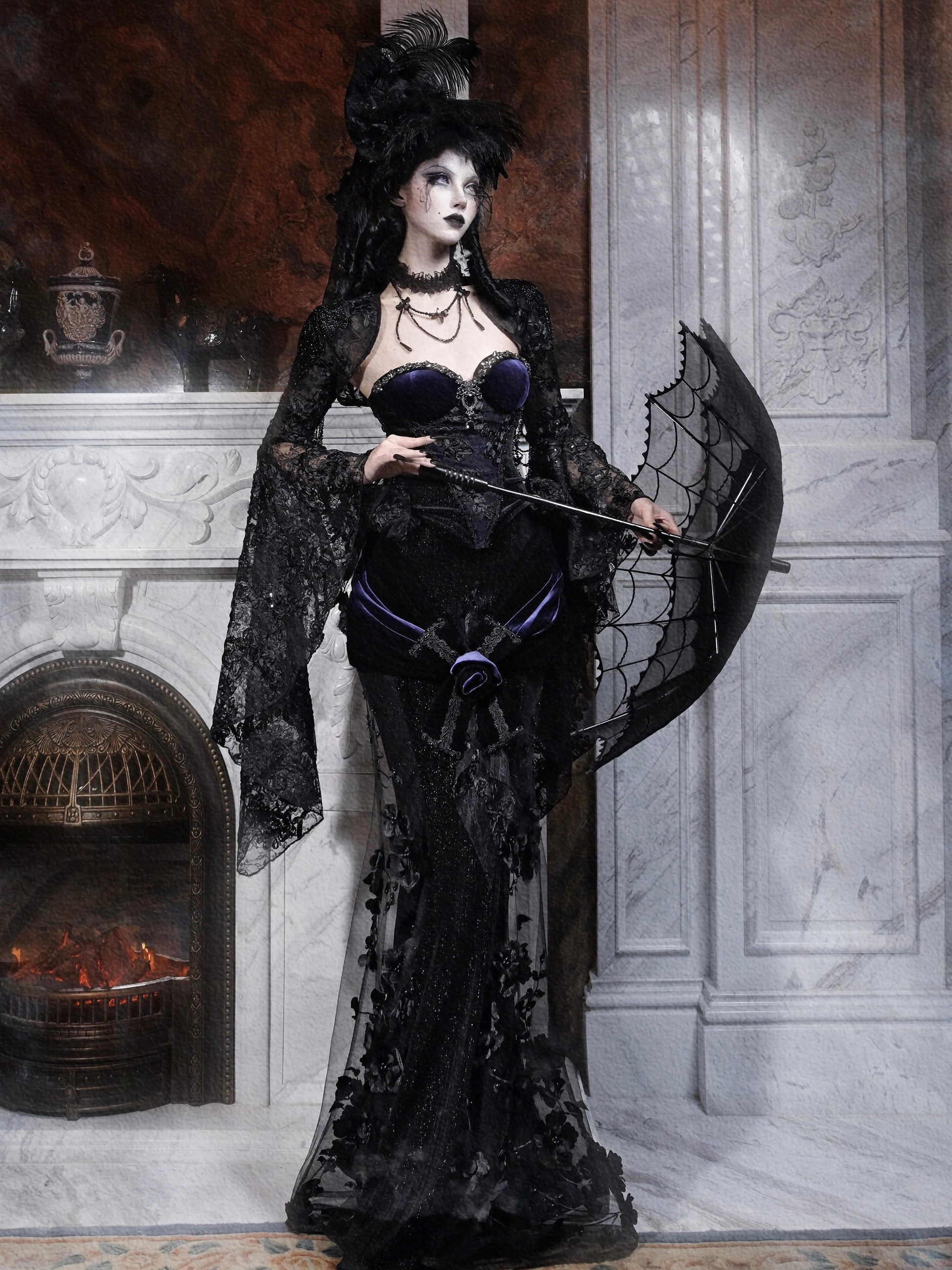 Mourning Day Gothic Maxi Dress Set