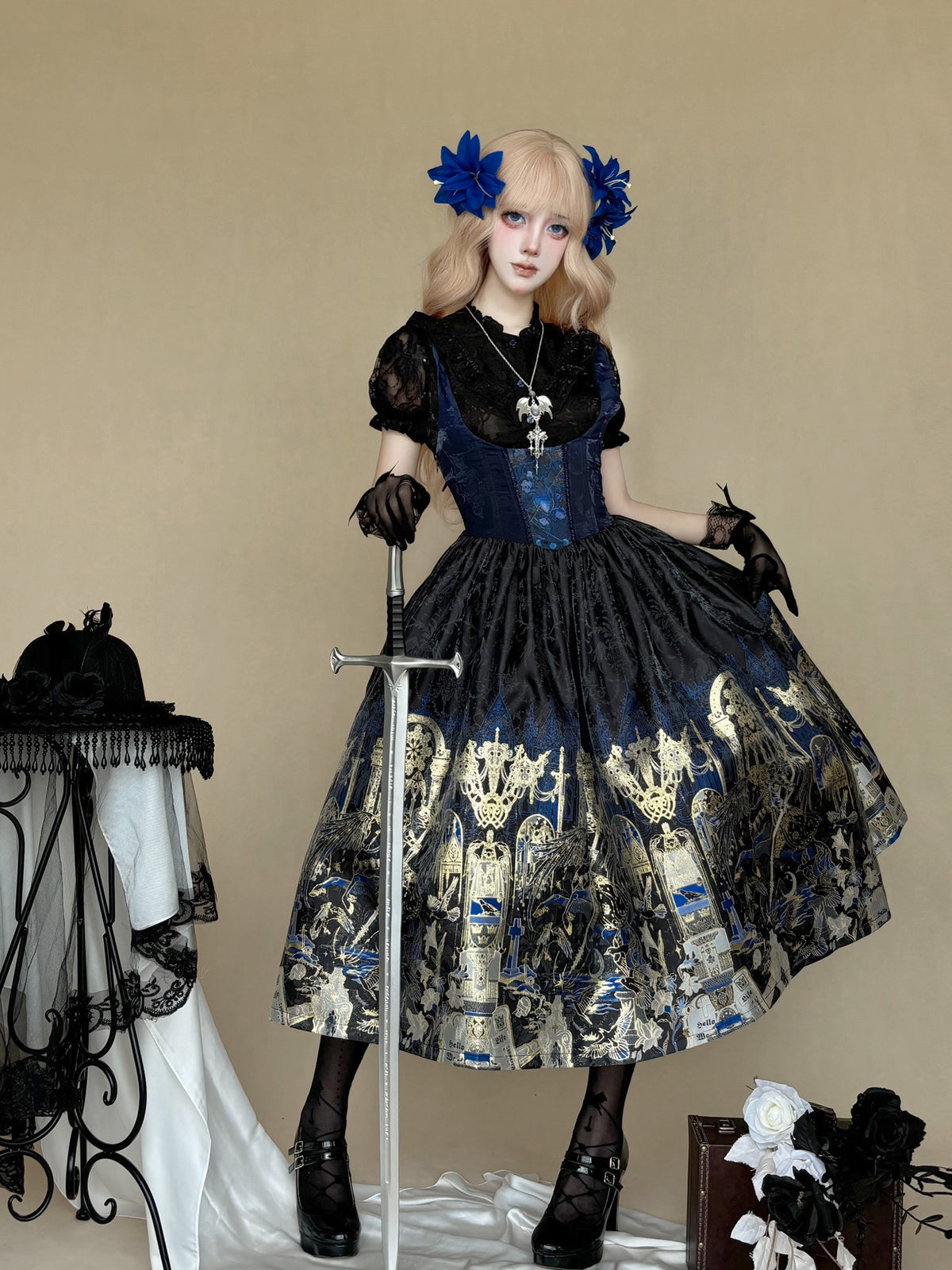Tale of the Raven Goddess Original Gothic Lolita JSK/OP Dress