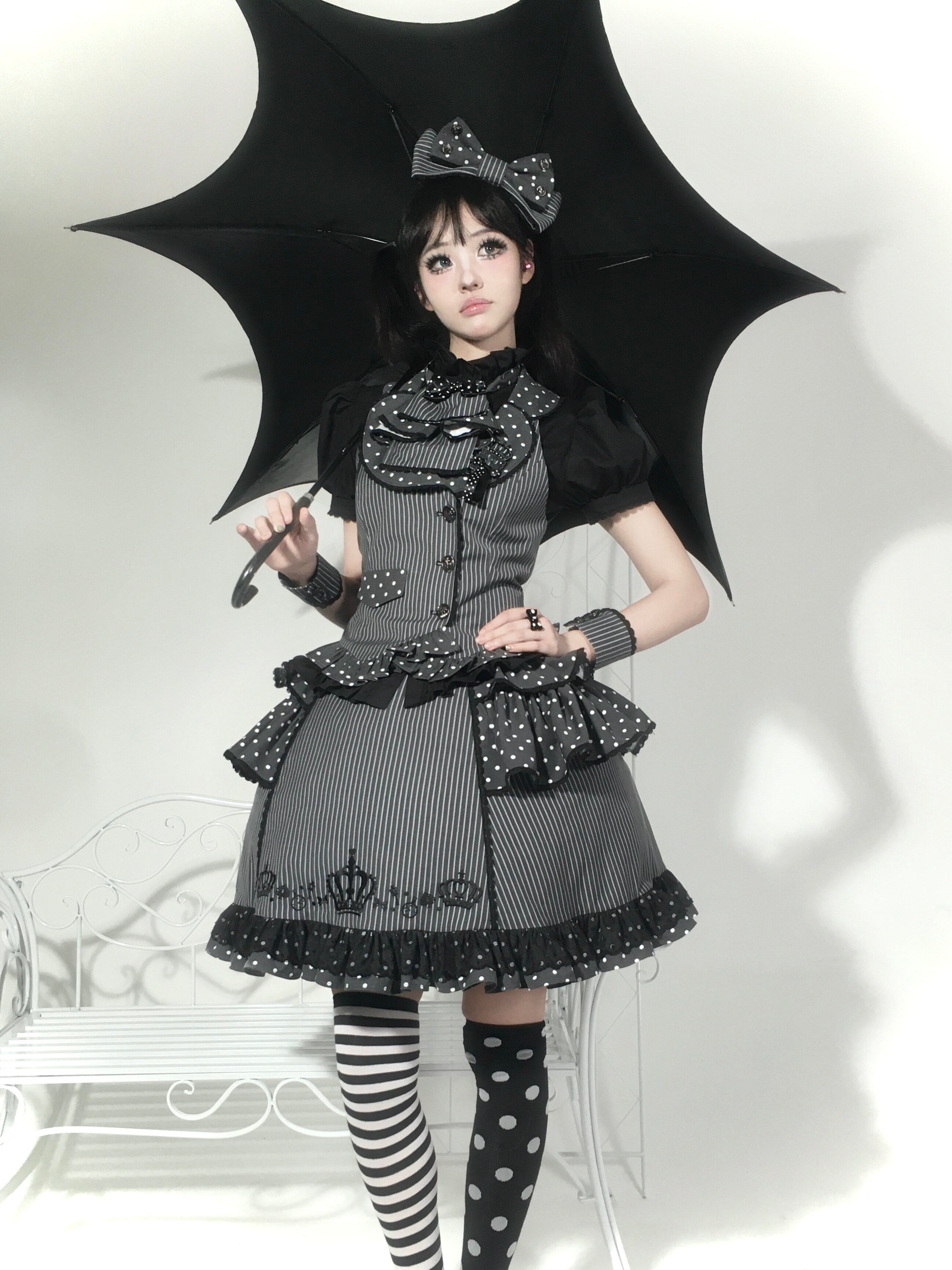 New Century Princess Grey Black Lolita Dress Set
