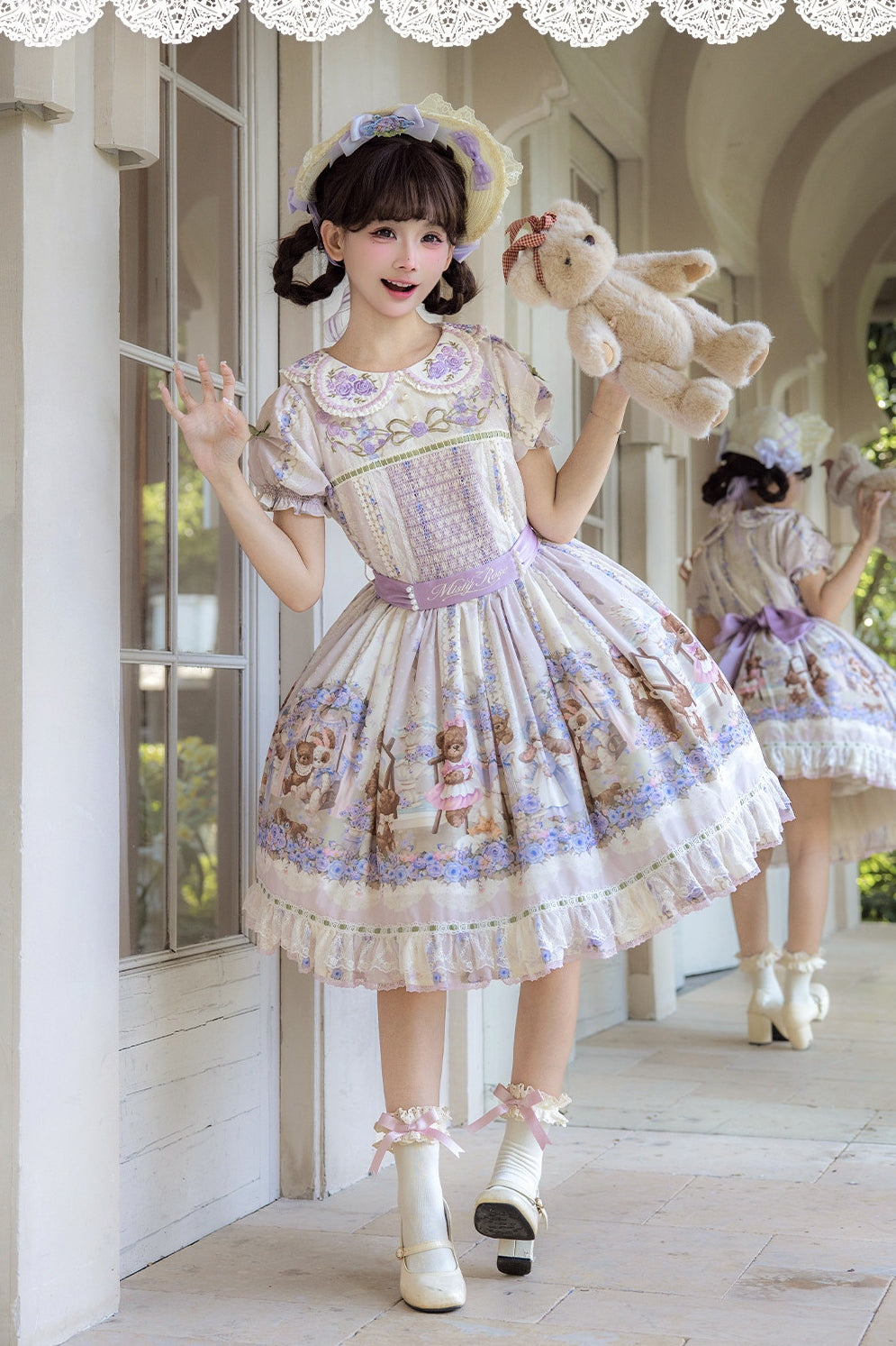 Bear‑Garden Floral Tale Sweet Printed Lolita JSK / OP Dress