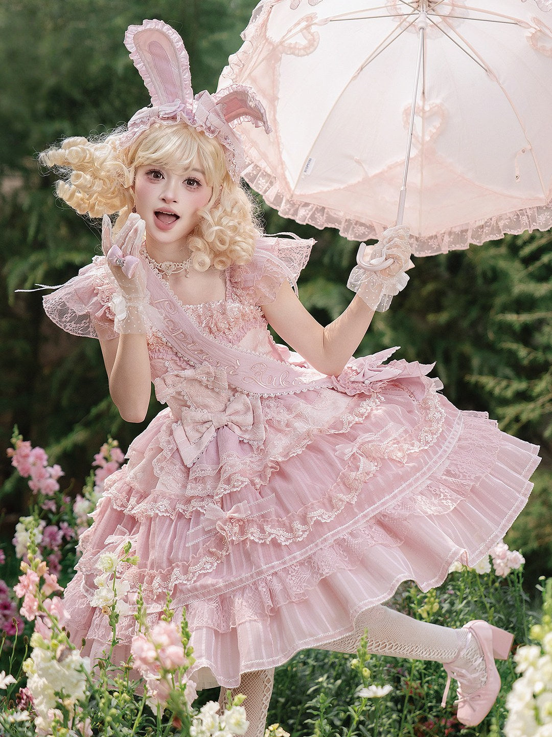 Ribbon Rabbit Lolita Pink JSK Dress