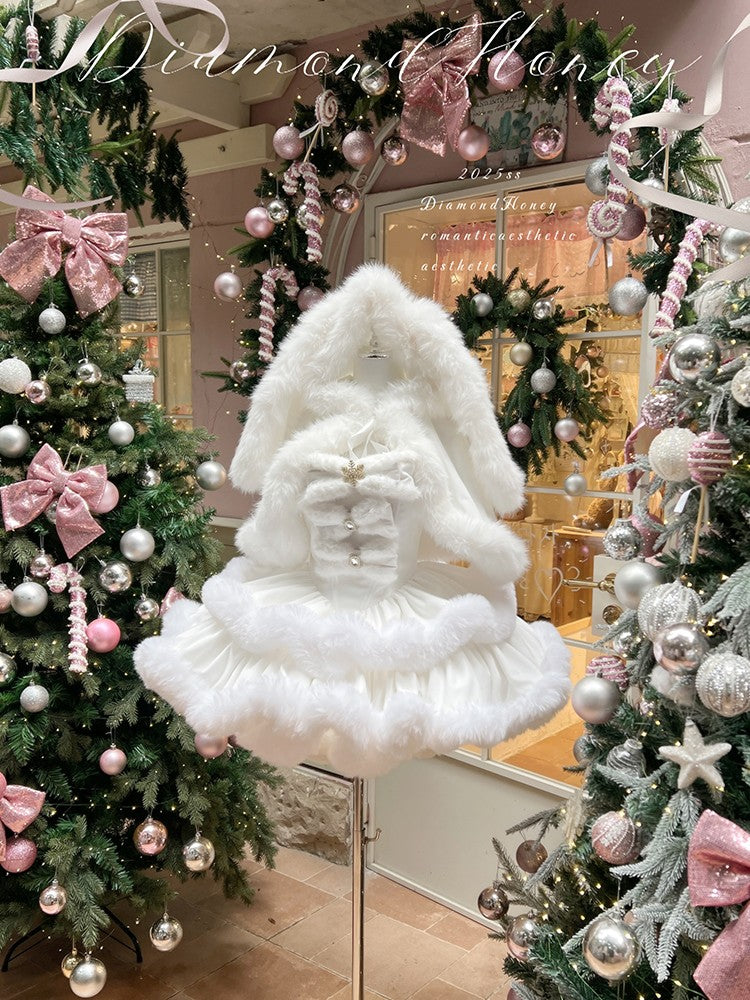 Christmas White Bunny Doll Dress LFD0008