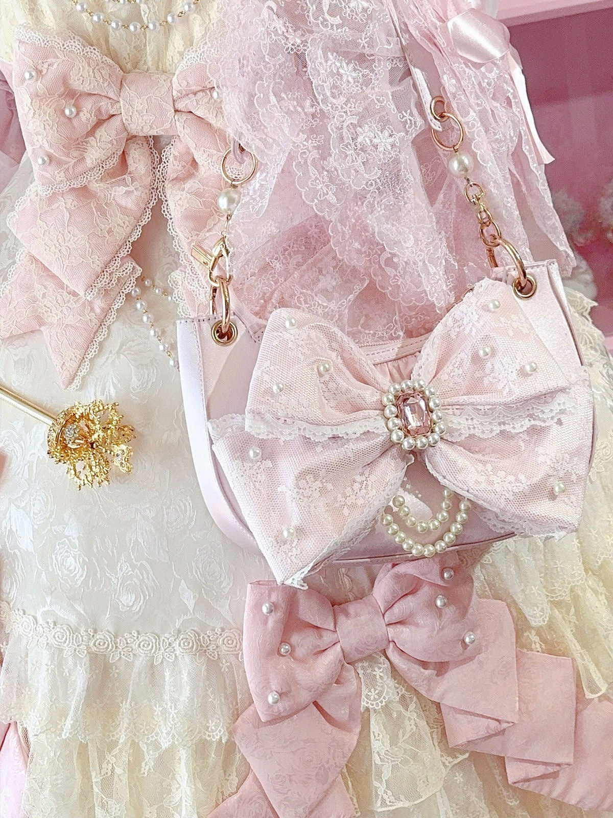 Lace Love Lolita Bow Single Shoulder Bag