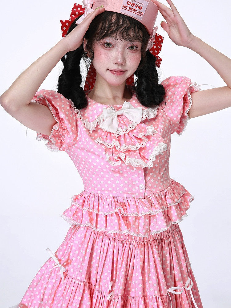 Candy Cottage Showa Retro Pink Polka Dot Set
