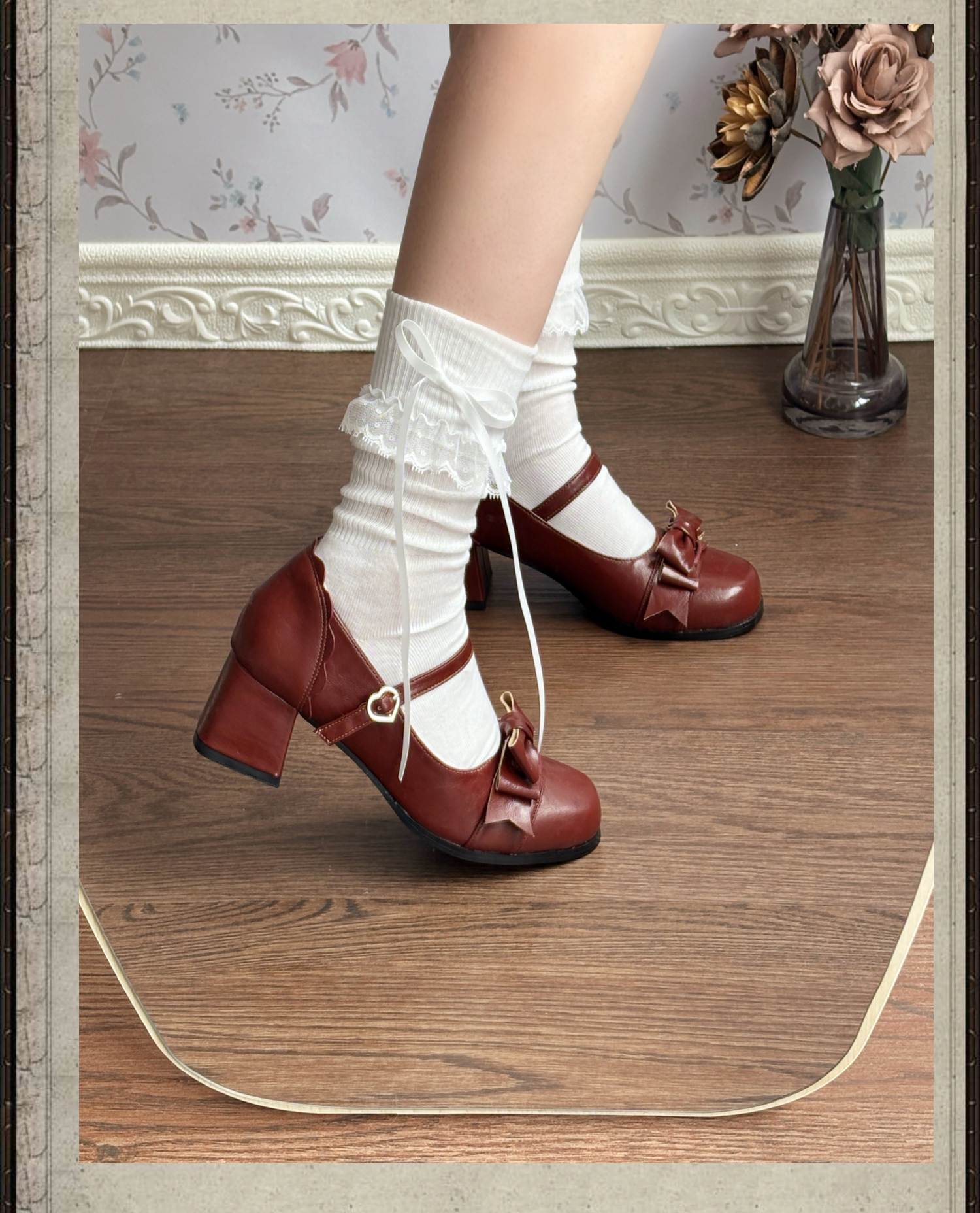 Autumn Whisper Elegant Vintage Square‑Toe Mary Jane Lolita High Heels