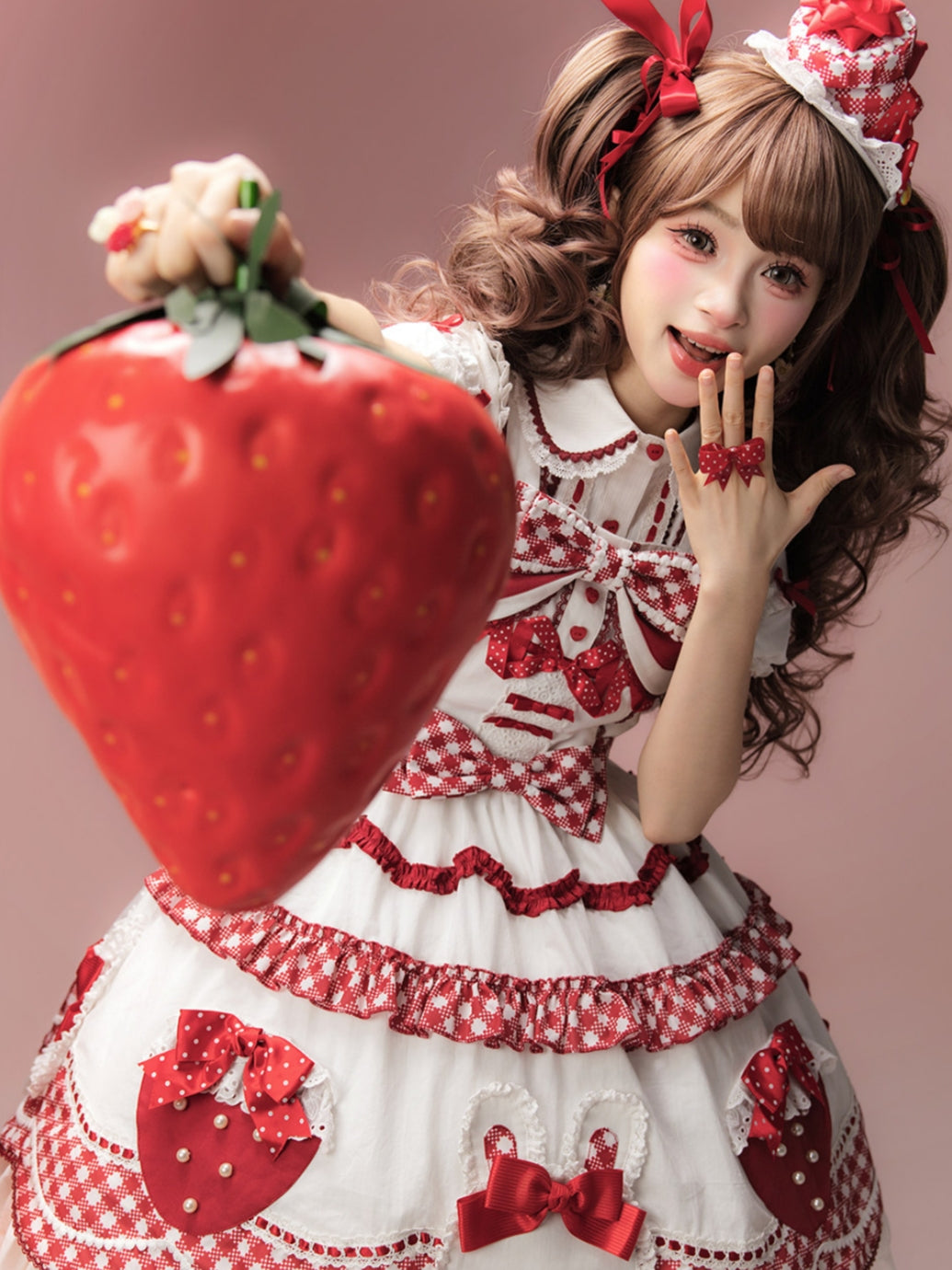 Starry‑Fallen Strawberry Rabbit Original Lolita Cute JSK Dress