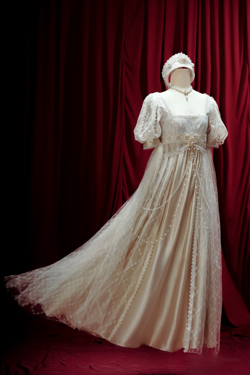 Crown Radiance Champagne Imperial Court Empire Waist Lolita OP Dress