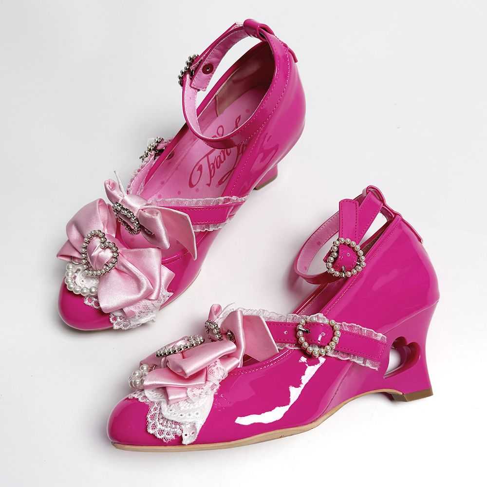 Lolita Sweet Bow Pearl Wedge Heels LE5027