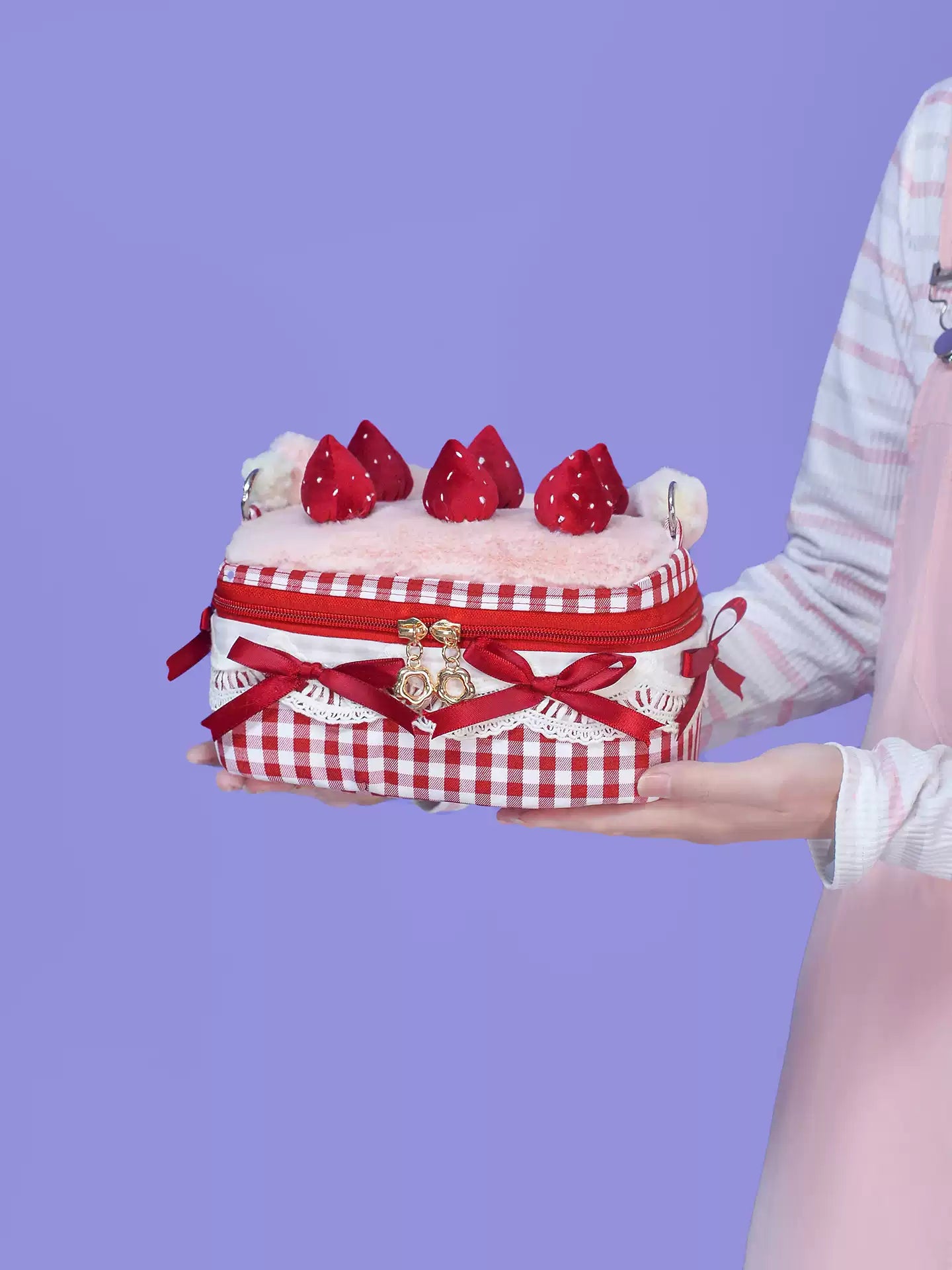 Strawberry Cake Gingham Sweet Lolita Crossbody Bag